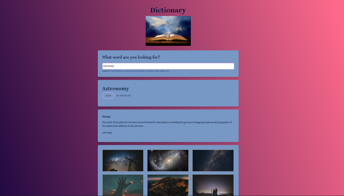 Dictionary project preview